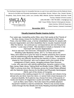 November 2013 Visually Impaired Reader Inspires Author Four