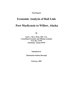 Economic Analysis of Rail Link Port MacKenzie to Willow, Alaska