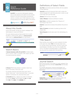 Quick Reference Guide | APA PsycNET