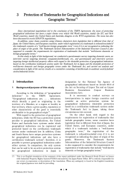 3 Protection of Trademarks for Geographical Indications and