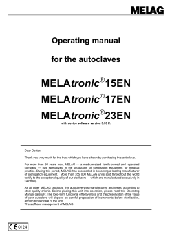 MELAG Autoclaves MELAtronic 15EN, 17EN, 23EN