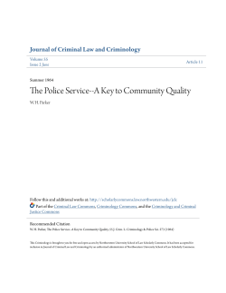 The Police Service--A Key to Community Quality
