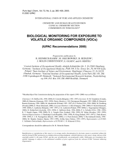 Biological monitoring for exposure to volatile organic compounds