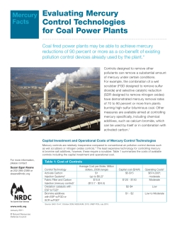 NRDC: Evaluating Mercury Control Technologies for Coal Power
