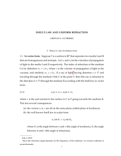 SNELL`S LAW AND UNIFORM REFRACTION