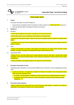 Capital large project stage 1 procurement strategy template