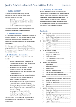 Junior General Competition Rules
