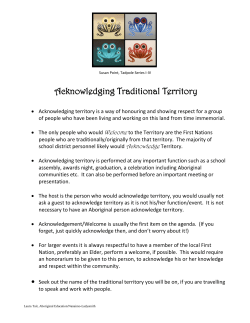 Acknowledging Traditional Territory