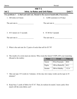 Int 1 HW 7-1 Intro. to Rates and Unit Rates Unit 7