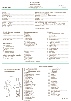 Intake form Chiropractie Oosterheem