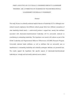 1 emics and etics of culturally-endorsed implicit leadership theories