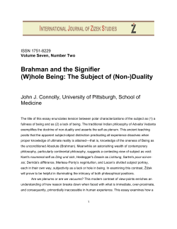 (W)hole Being: The Subject of Non-duality