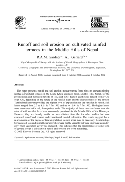 Runoff and soil erosion on cultivated rainfed terraces in the Middle