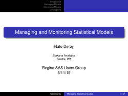 Managing and Monitoring Statistical Models