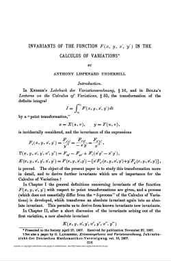 INVARIANTS OF THE FUNCTION F(x, y, x, y`) IN THE CALCULUS