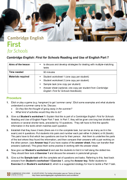 Reading and Use of English Part 7