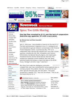 NEWSWEEK - Spies - Too Little Sharing