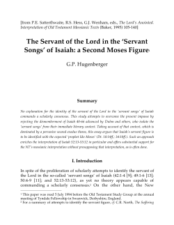 The Servant of the Lord in the `Servant Songs` of Isaiah