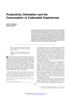 Productivity Orientation and the Consumption of Collectable
