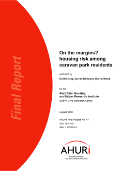 On the Margins? Housing risk among caravan park residents