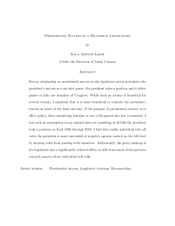 Presidential Success in a Bicameral Legislature by Kyla Ashton Linde