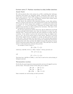 Lecture notes 7: Nuclear reactions in solar/stellar interiors