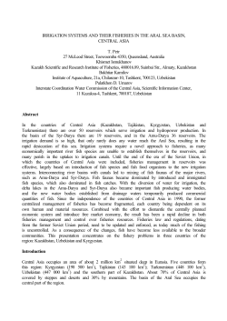 IRRIGATION SYSTEMS AND THEIR FISHERIES IN THE ARAL SEA