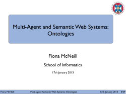 Multi-Agent and Semantic Web Systems: Ontologies