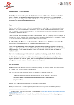 #BopheloHouse94 &ndash; Briefing Document This briefing document