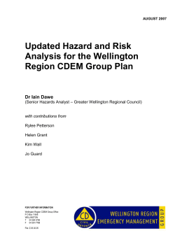 Hazard and Risk Analysis for the Wellington Region CDEM Group