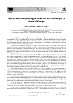 Alytes: metamorphosing to embrace new challenges in times of