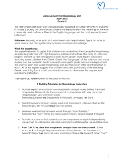 Achievement First Morphology Unit 2009