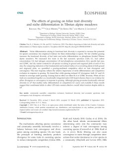 The effects of grazing on foliar trait diversity and niche differentiation