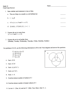 Math 10 Name Final Exam Review 1. State whether each statement