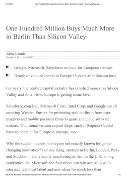 One Hundred Million Buys Much More in Berlin Than Silicon Valley