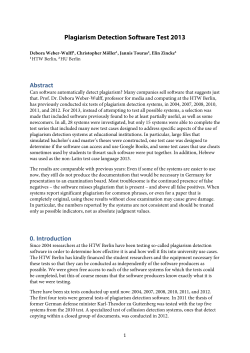 Plagiarism Detection Software Test 2013