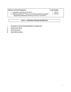 RFP FY2015 COMPETITIVE FC: 225C Expanded Learning Time (ELT)