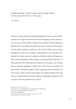 Hawaiian Oral Tradition Clarifies 400 Years of Volcanic Activity at K
