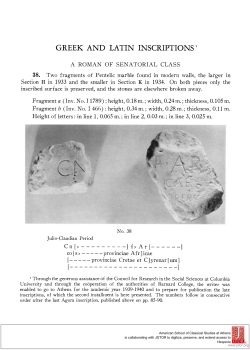 greek and latin inscriptions - The American School of Classical