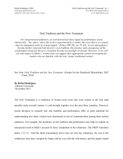 Oral Tradition and the New Testament