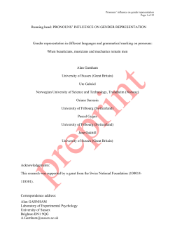 PRONOUNS` INFLUENCE ON GENDER REPRESENTATION
