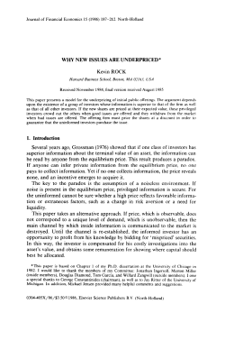 WHY NEW ISSUES ARE UNDERPRICED* Kevin ROCK 1