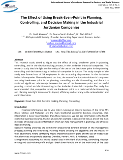 The Effect of Using Break-Even-Point in Planning - Al