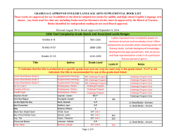 CCSS Text Complexity Grade Bands and Associated