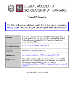 Natural Philosophy The Harvard community has