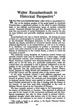 Walter . Rauschenbusch in Historical Perspective