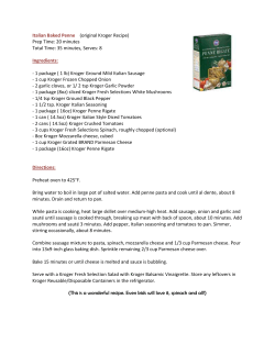 Italian Baked Penne (original Kroger Recipe) Prep Time: 20 minutes