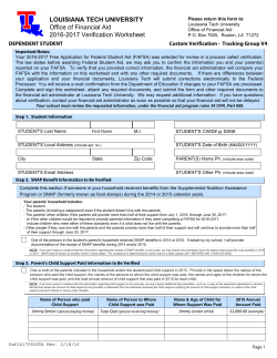 LOUISIANA TECH UNIVERSITY Office of Financial Aid 2016