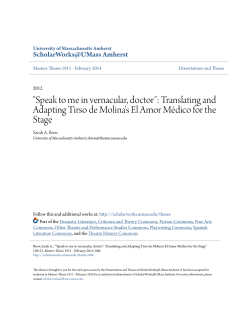 "Speak to me in vernacular, doctor": Translating and Adapting Tirso