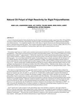 Natural Oil Polyol of High Reactivity for Rigid